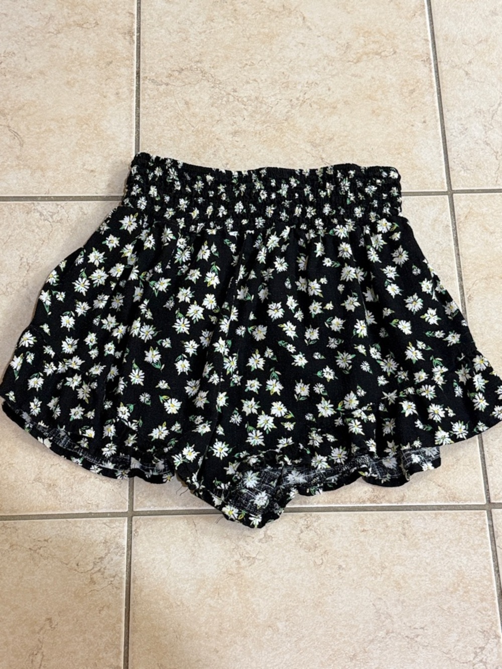 wild fable Black Floral Skort with White and Yellow Accents